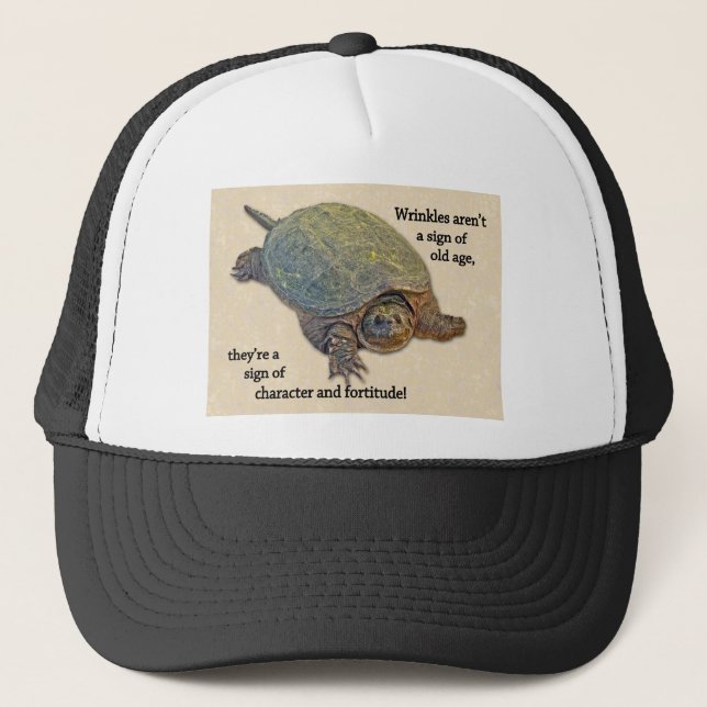 Snapping Turtle Wrinkled Old Age Wisdom Trucker Hat (Front)