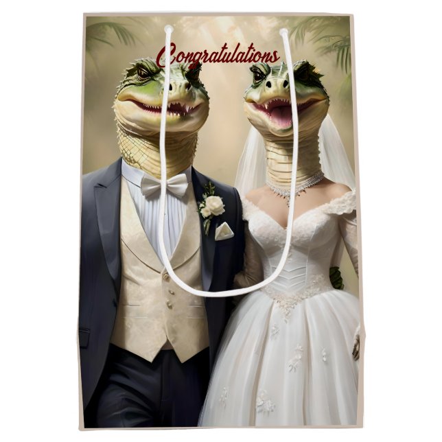 "Snapping Up Love: A Crocodilian Wedding Affair" Medium Gift Bag (Back)