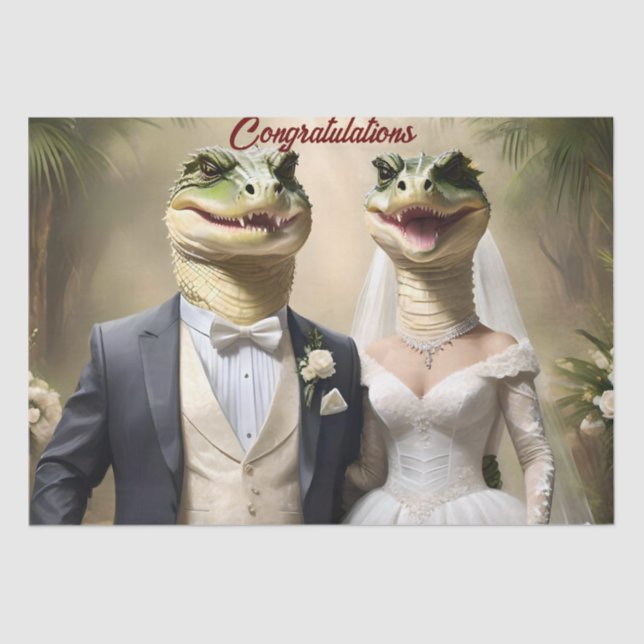"Snapping Up Love: A Crocodilian Wedding Affair" Tissue Paper (Front)