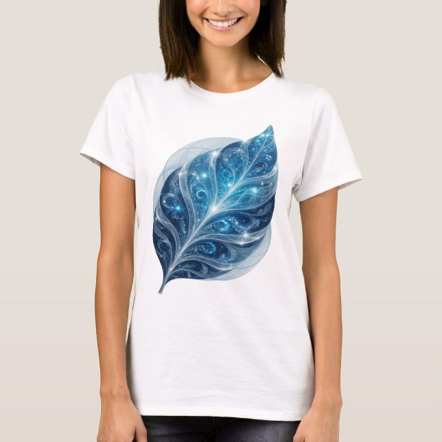 Snappy Blue BLUE ICE LEAF Text Design T-Shirt (Front)
