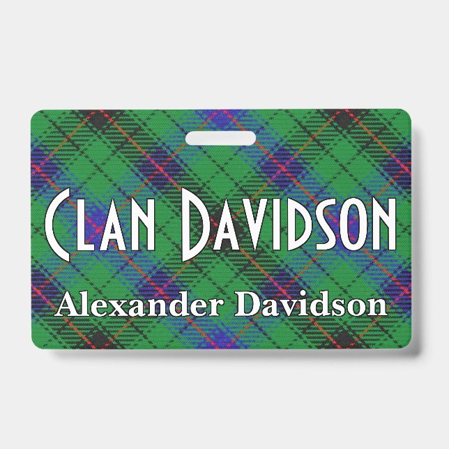 Snappy Clan Davidson Tartan ID Badge (Front)