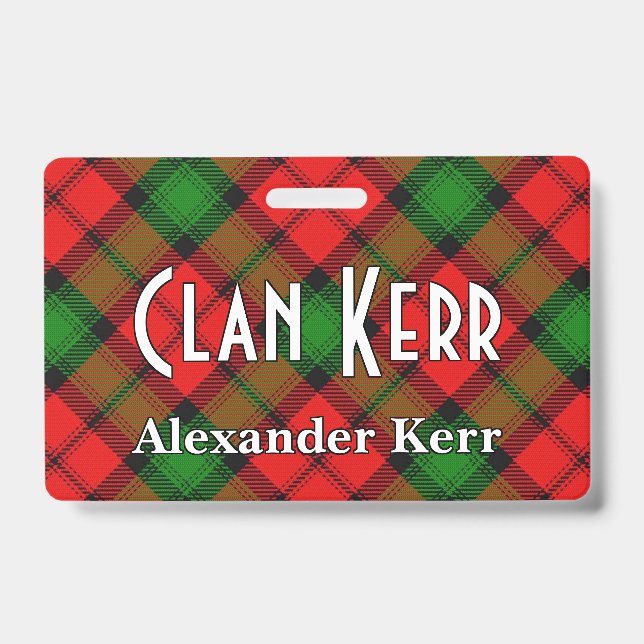 Snappy Clan Kerr Tartan ID Badge (Front)