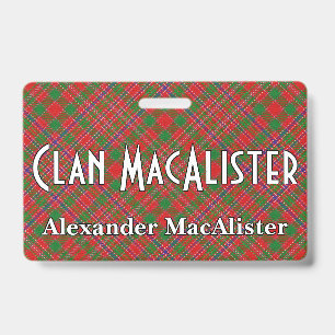 Snappy Clan MacAlister Tartan ID Badge