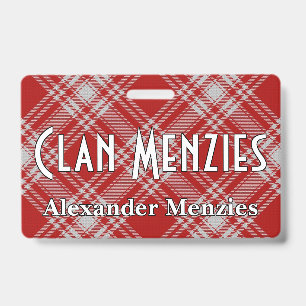 Snappy Clan Menzies Red and White Tartan ID Badge