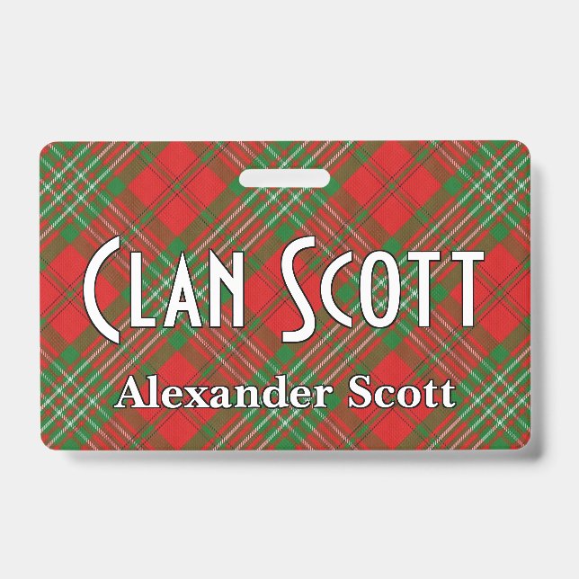 Snappy Clan Scott Tartan ID Badge (Front)