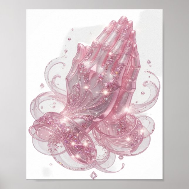 Snappy Pink PRAYING HANDS Poster (Front)