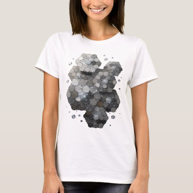 Snappy Silver ABSTRACT ART Art Print T-Shirt (Front)
