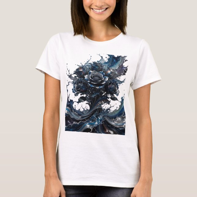 Snappy Silver ABSTRACT ART Statement Tee (Front)