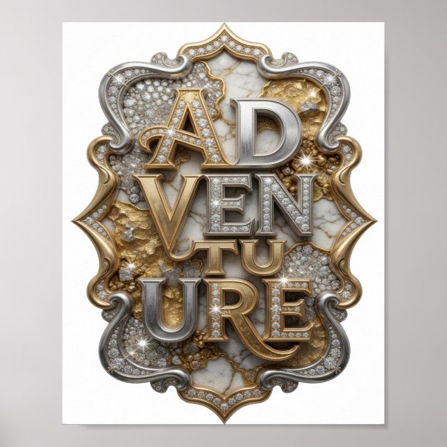 Snappy Silver ADVENTURE Text Design Poster (Front)