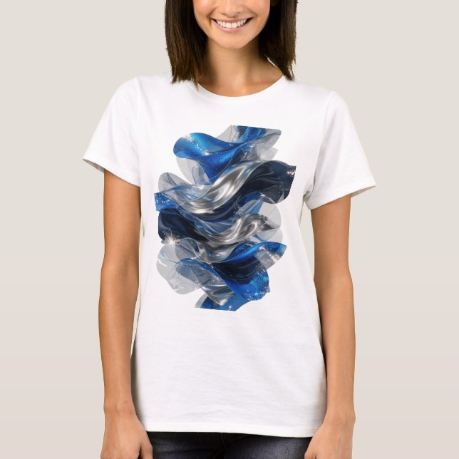 Snappy Silver BLUE AND SILVER WAVES Shirt Design (Front)