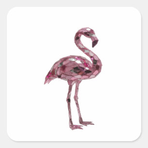 Snappy Silver FLAMINGO Decal Design Square Sticker