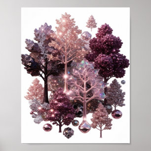 Snappy Silver GLOWING TREES Poster