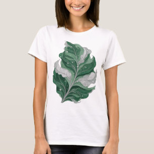 Snappy Silver GREEN LEAF WITH STARS Design T-Shirt