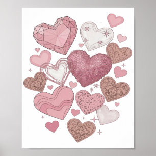 Snappy Silver HEARTS AND STARS Artistic Motif Poster
