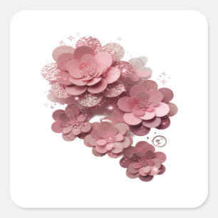 Snappy Silver PINK GLITTER FLOWERS Label Design