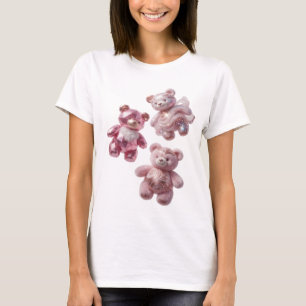 Snappy Silver THREE PINK TEDDY BEARS Design T-Shirt