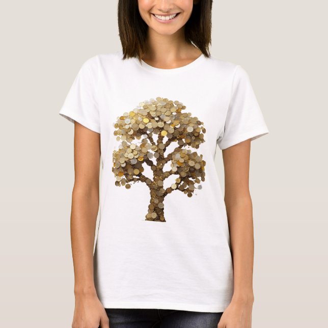 Snappy Silver TREE OF MONEY Custom Design T-Shirt (Front)