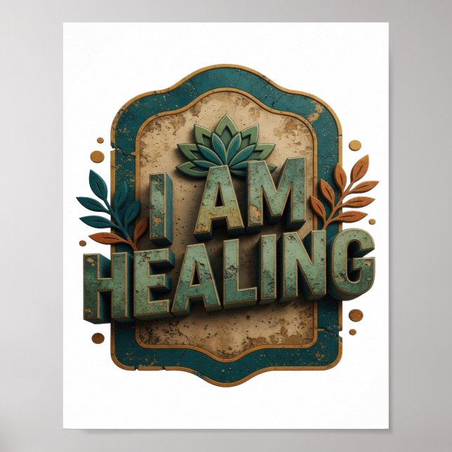 Snappy Teal I AM HEALING Poster (Front)