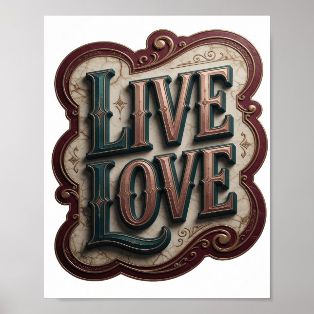 Snappy Teal LIVE LOVE Custom Design Poster (Front)