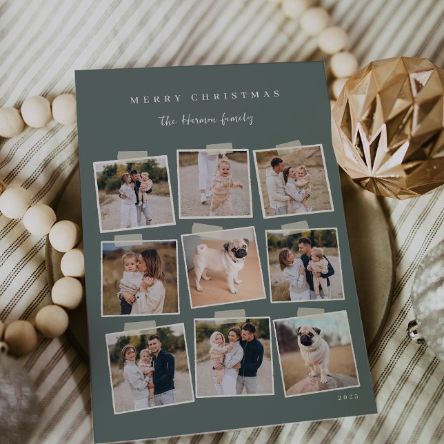 Snapshot | 9 Photo Collage Christmas Holiday Card (Creator Uploaded)