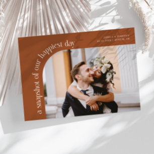Snapshot Happiest Day Terracotta Wedding Photo Thank You Card
