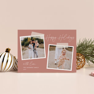 Snapshot   Happy Holidays Two Photo Holiday Card
