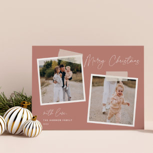 Snapshot Merry Christmas Two Photo Holiday Card