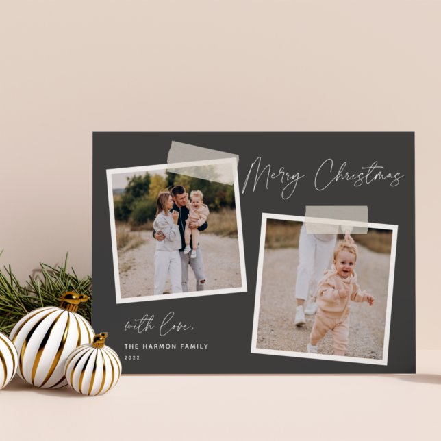 Snapshot | Merry Christmas Two Photo Holiday Card (Creator Uploaded)