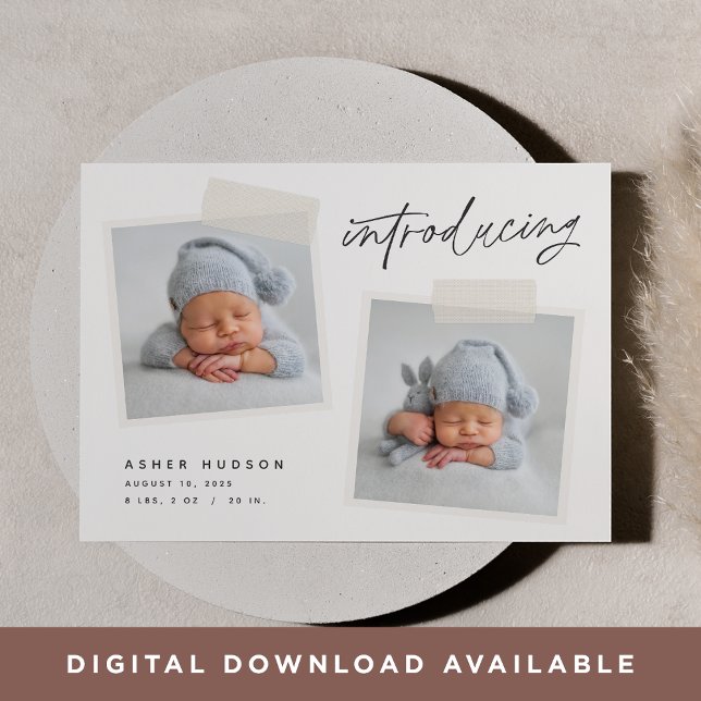 Snapshot | Modern Casual Two Photo Birth Announcement (Creator Uploaded)