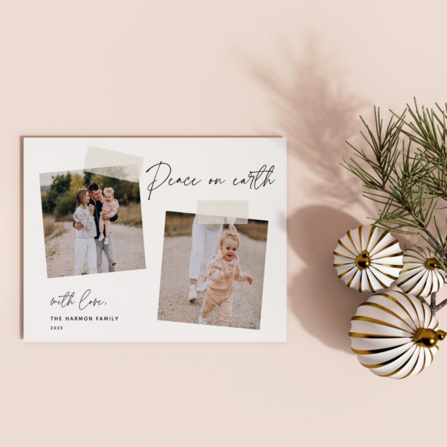 Snapshot | Peace on Earth Two Photo Holiday Card (Creator Uploaded)