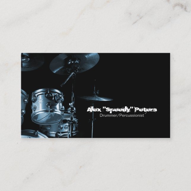 Snare and Tom Blue Drummer Business Card (Front)