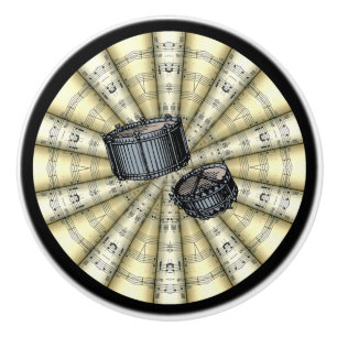 Snare Drums ~ Rolled Sheet Music ~Chose Background Ceramic Knob