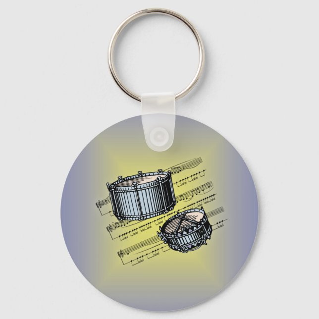 Snare Drums With Sheet Music Background Key Ring (Front)