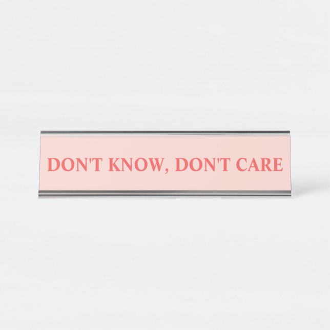 Snarky and Sarcastic Sayings in Blush and Red Desk Name Plate (Front)