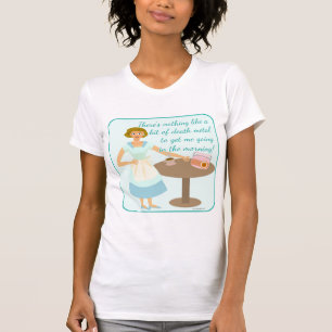Snarky Death Metal Cartoon Housewife Character T-Shirt
