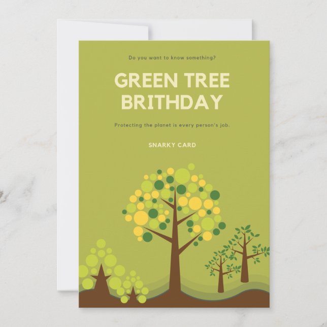 Snarky Green Tree Birthday Holiday Card (Front)