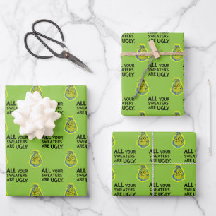 Snarky Grinch   All Your Sweaters Are Ugly Wrapping Paper Sheet