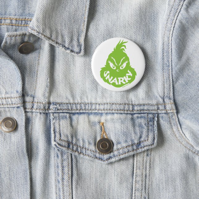 Snarky Grinch | Grinch Face 6 Cm Round Badge (In Situ)