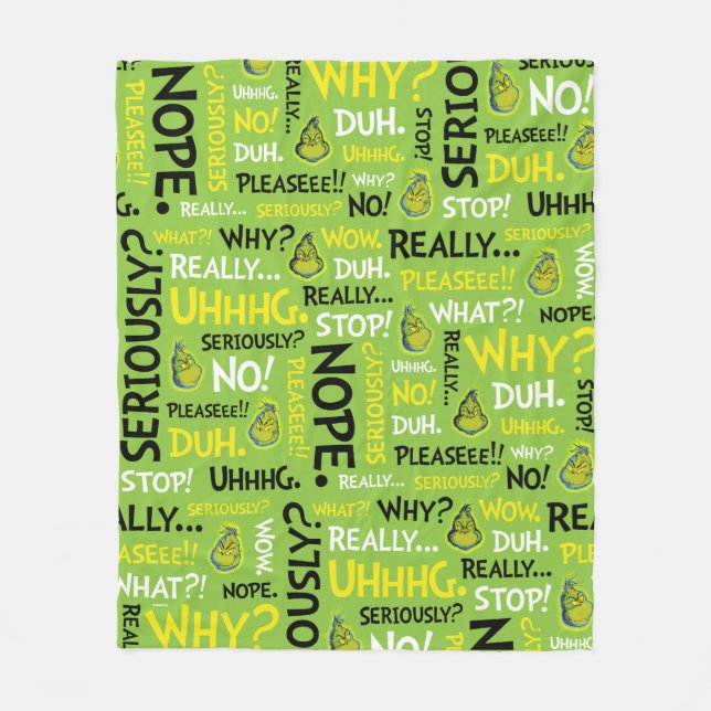 Snarky Grinch | Grinch Snarky Phrase Pattern Fleece Blanket (Front)