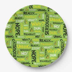 Snarky Grinch   Grinch Snarky Phrase Pattern Paper Plate