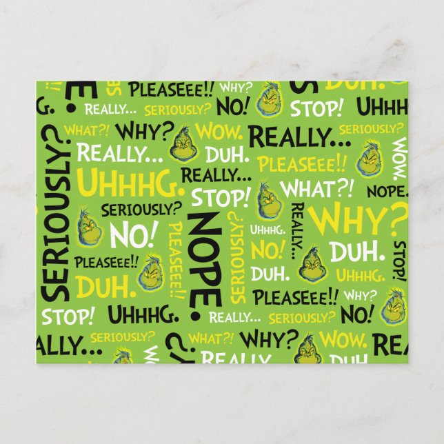 Snarky Grinch | Grinch Snarky Phrase Pattern Postcard (Front)