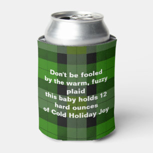 Snarky Holiday Plaid  Can Cooler