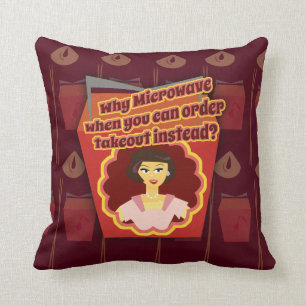 Snarky Microwave Retro Housewife Cushion