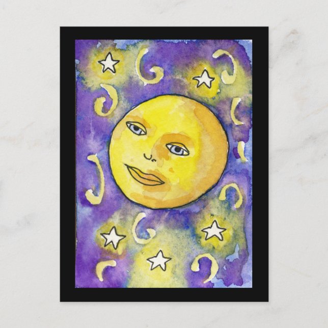 Snarky Moon and Stars Postcard (Front)