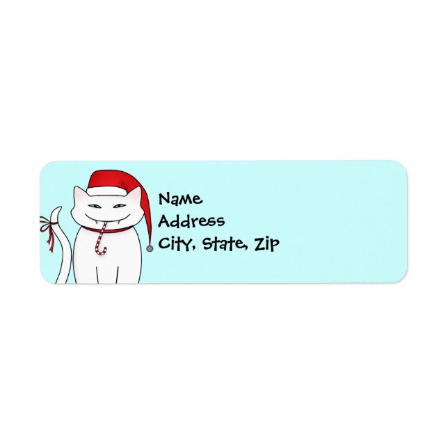 Snarky white Christmas kitty Return Address Label (Front)