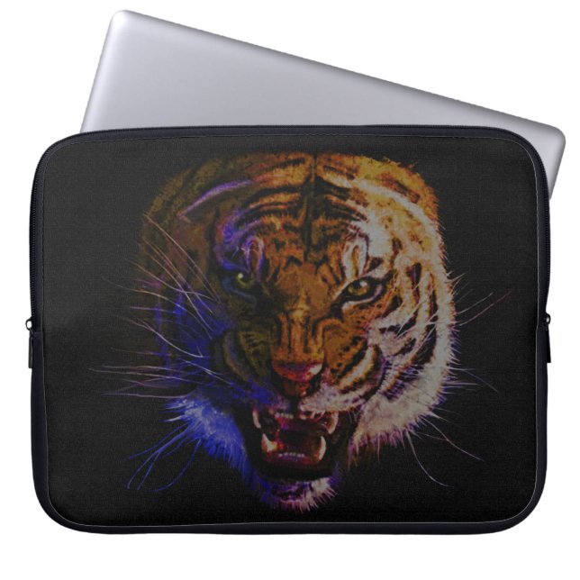 Snarling Bengal Tiger Big Cat Wildlife Art Laptop Sleeve (Front)