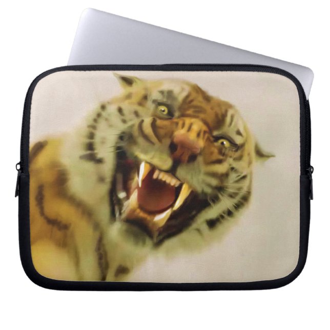 Snarling Bengal Tiger Big Cat Wildlife Art Laptop Sleeve (Front)