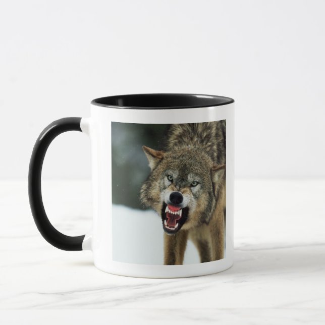 Snarling grey wolf mug (Left)