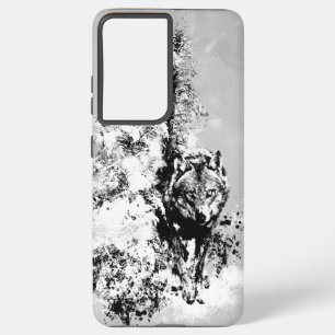 Snarling Stalking Wolf Animal Black White Samsung Galaxy Case