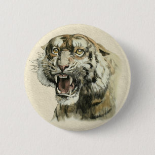 Snarling Tiger 6 Cm Round Badge